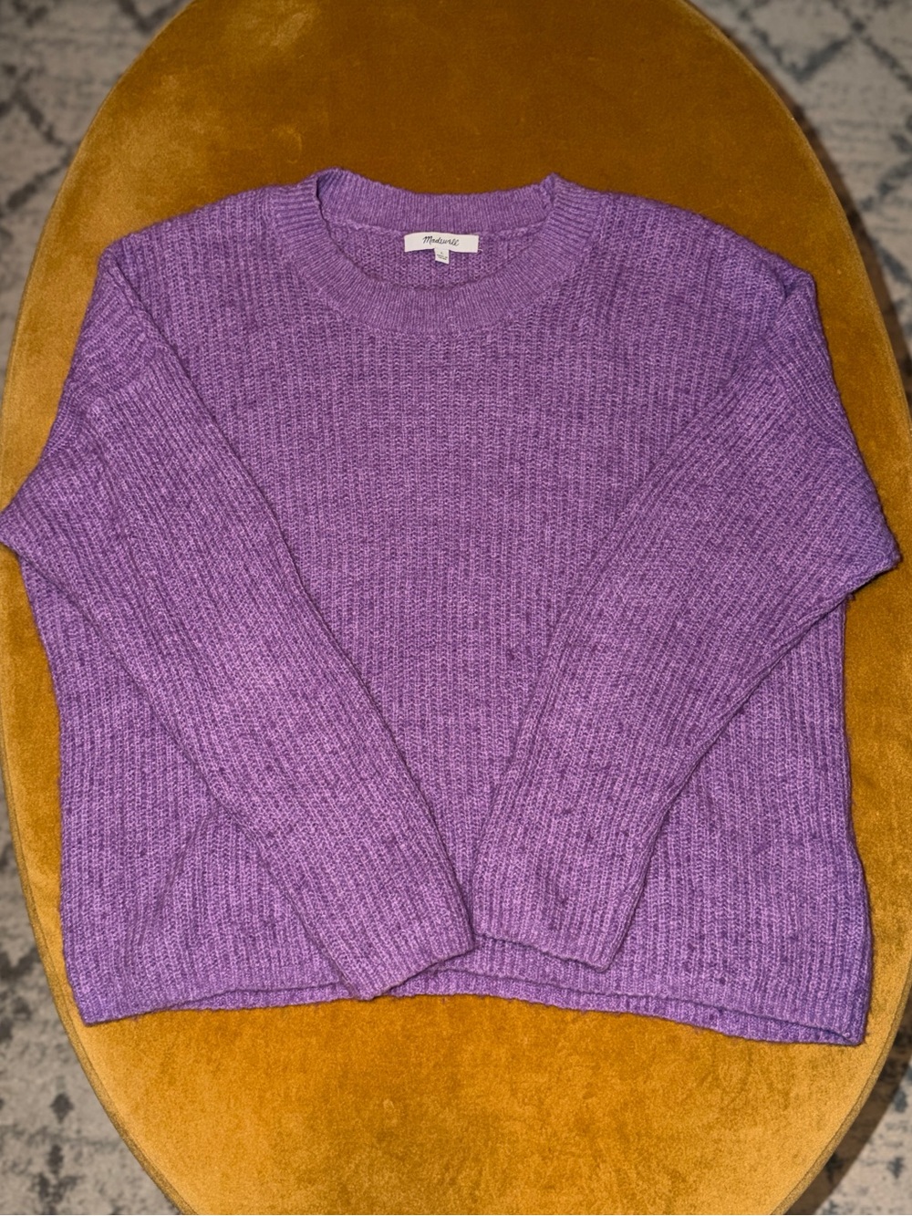 Madewell Fineloft Ribbed Crewneck Alpaca Blend Sweater Heather Amethyst Sz Large